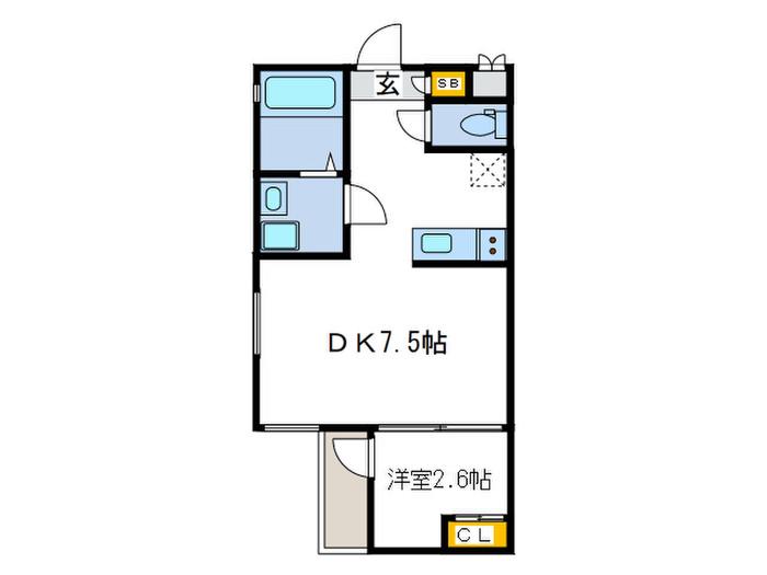 BRONTE西立花(1DK/1階)の間取り写真
