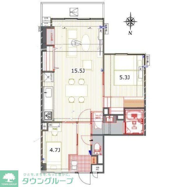 グリーンウッド大蔵(2LDK/1階)の間取り写真