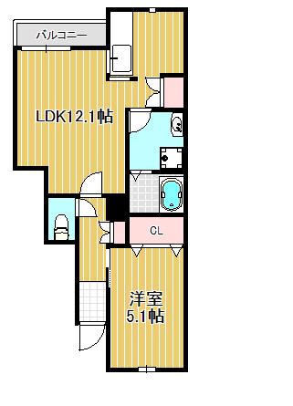 ポルトラフィネ(1LDK/1階)の間取り写真