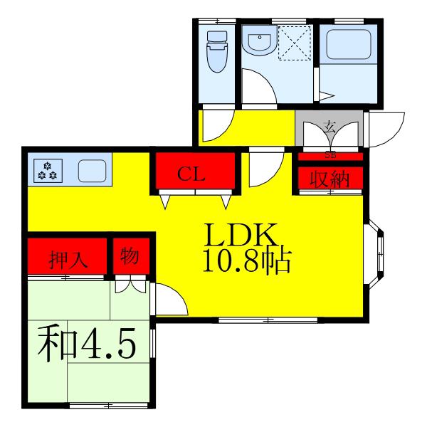 メゾン村田(1LDK/1階)の間取り写真