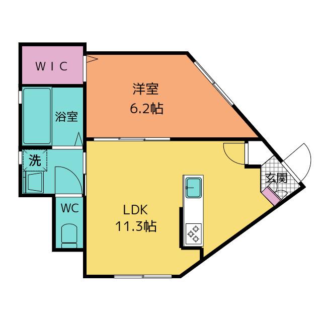 SOLANA(1LDK/1階)の間取り写真