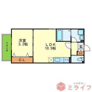 カーサ九宝(1LDK/1階)の間取り写真