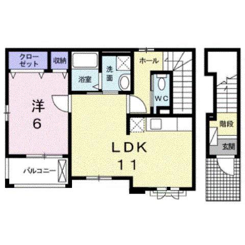 レスポワール東深津(1LDK/2階)の間取り写真