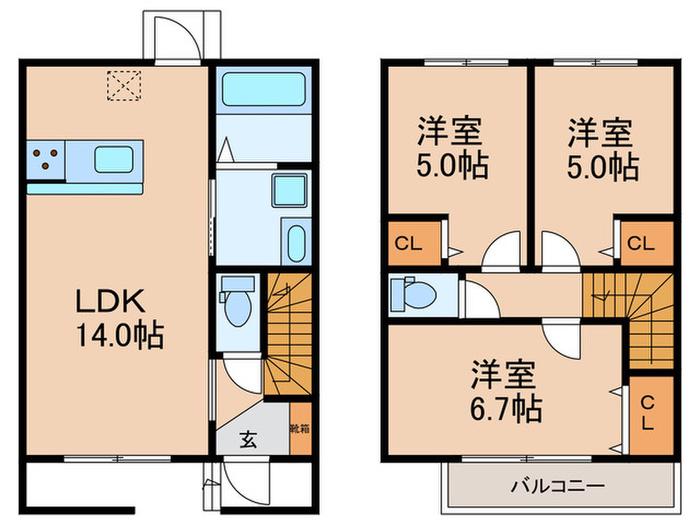 ディアグランド(3LDK/1階)の間取り写真