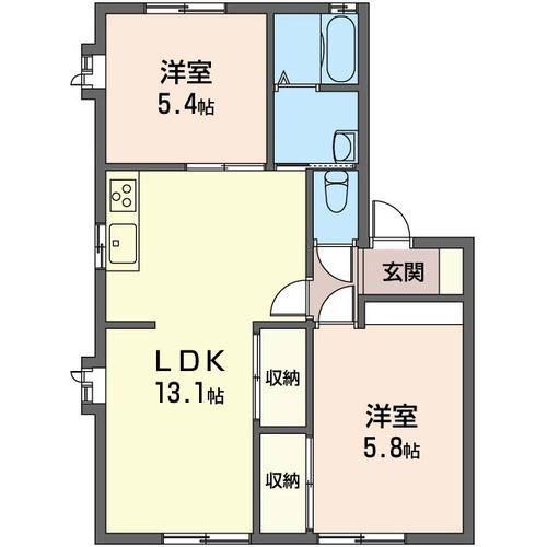 サンハイムSII(2LDK/1階)の間取り写真