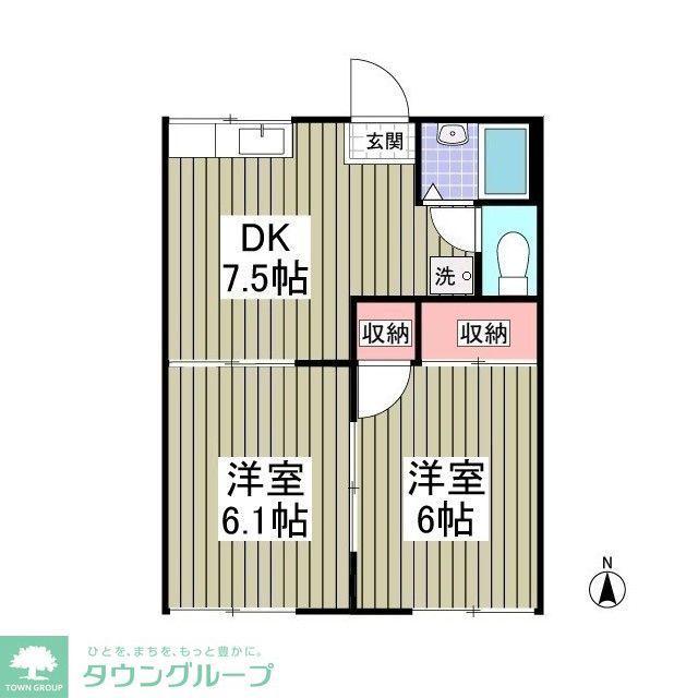 グランデュール萩園(2DK/2階)の間取り写真