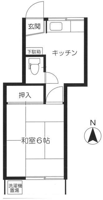 西蒲田ハイツ(1K/1階)の間取り写真