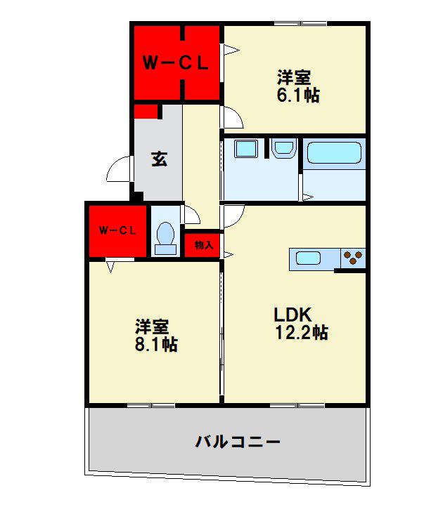 D-ROOM中井(2LDK/2階)の間取り写真