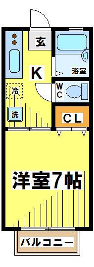 グランバリュー調布(1K/2階)の間取り写真