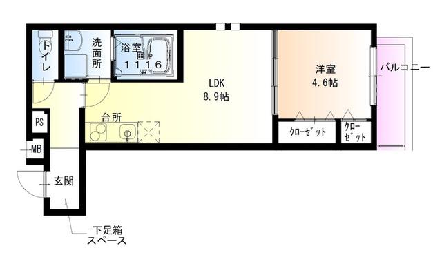 フジパレス岸和田下松(1LDK/2階)の間取り写真