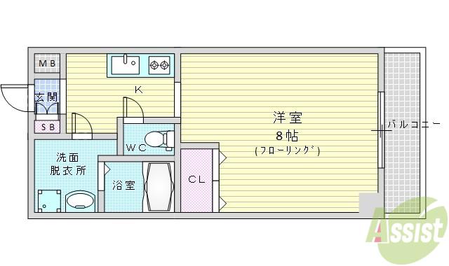 ELSOL ESAKA(1K/5階)の間取り写真