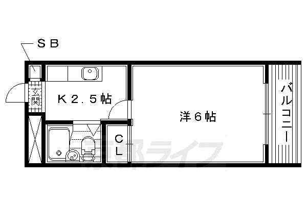 パーパス21(1K/1階)の間取り写真