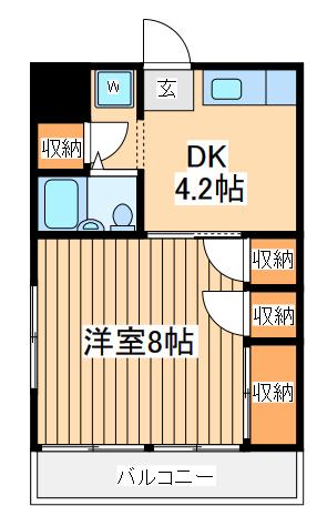 福島マンション(1DK/3階)の間取り写真