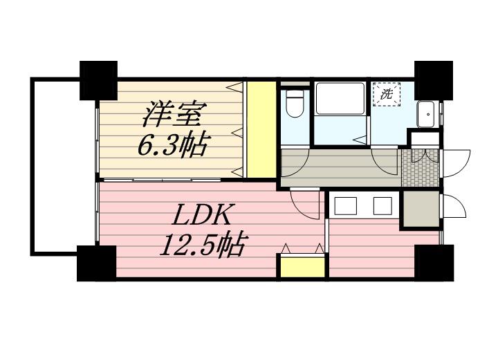 ユーコウビル駅南(1LDK/3階)の間取り写真