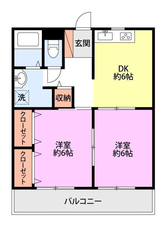 エトワール城山(2DK/2階)の間取り写真