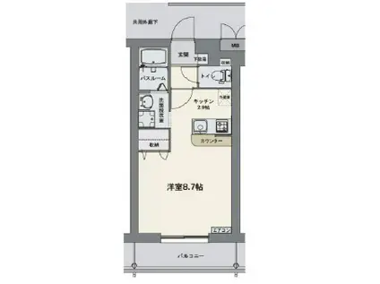 エムセレーノ(ワンルーム/1階)の間取り写真