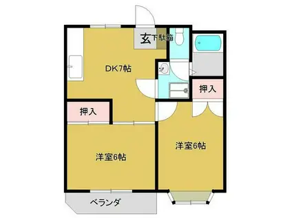 クリーンレジデンス(2DK/2階)の間取り写真