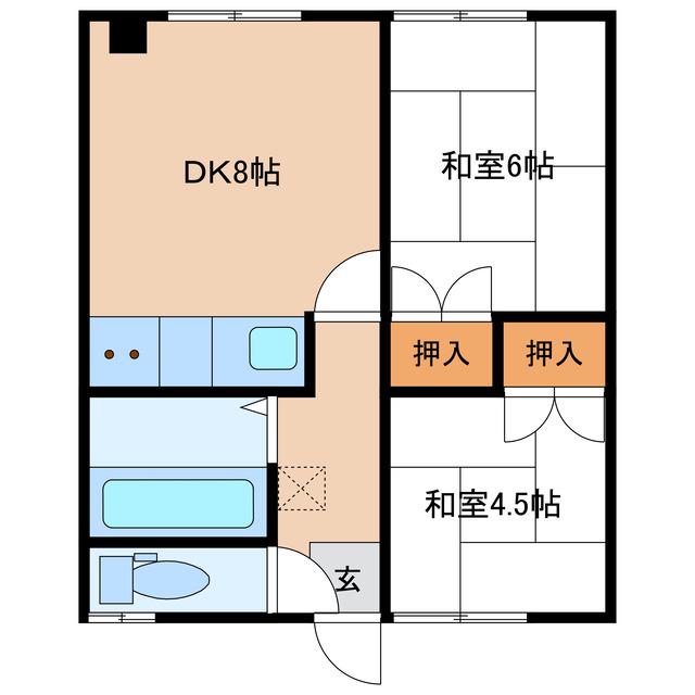 タケダマンション(2DK/2階)の間取り写真