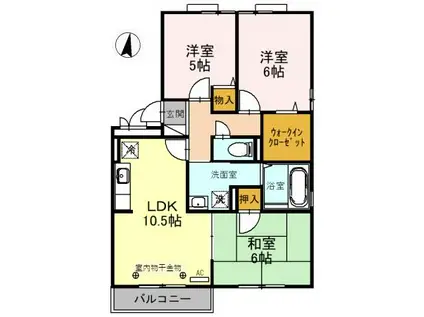 カルフール A棟301(3LDK/3階)の間取り写真