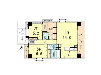 ルネ苦楽園(2LDK/3階)の間取り写真
