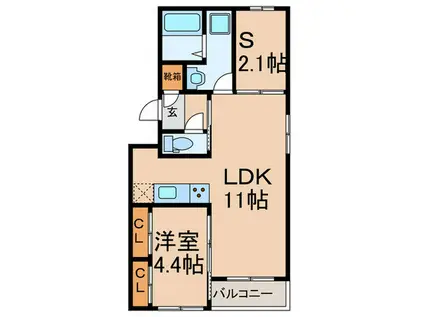 アルカディア須恵中央(1SLDK/1階)の間取り写真