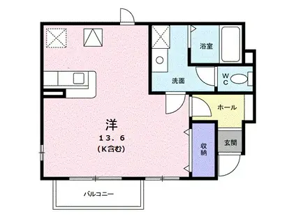 アルカンシェル庄内I(ワンルーム/1階)の間取り写真