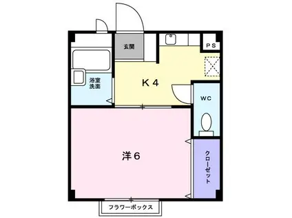 エバーグリーン森(1K/2階)の間取り写真