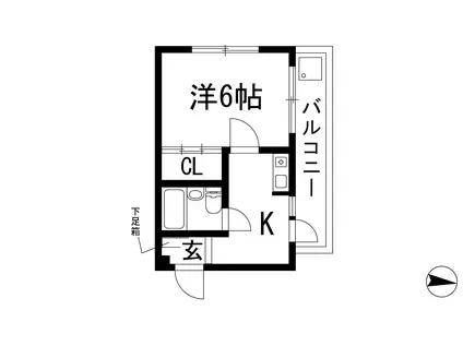 サンライズウエムラ(1K/2階)の間取り写真