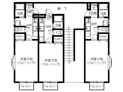 サンフラワーI番館(1K/2階)の間取り写真