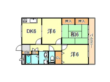 JR山陽本線 明石駅 バス乗車時間:13分 最寄りバス停で下車 徒歩5分 3階建 築29年(3DK/1階)の間取り写真