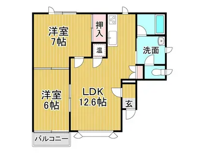 サンセミヨン(2LDK/2階)の間取り写真