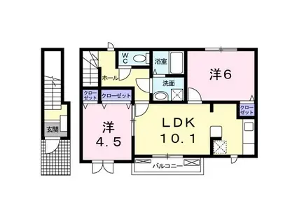 クリスタル I(2LDK/2階)の間取り写真