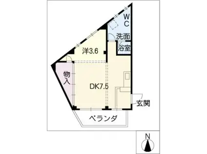 KNS II(1DK/2階)の間取り写真