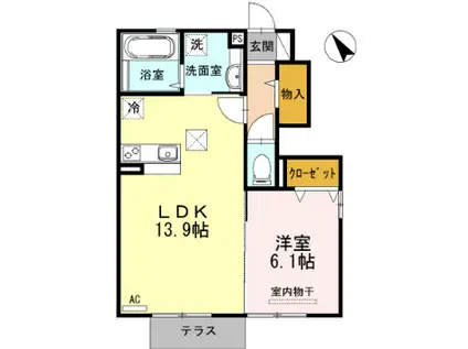 コンフォート絆(1LDK/1階)の間取り写真