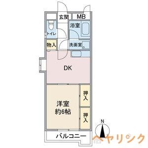 フィープル一社(1DK/4階)の間取り写真