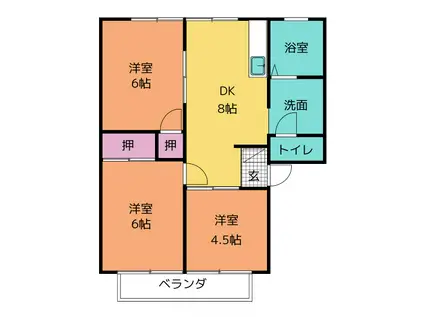 サンシティウインディア B(3DK/1階)の間取り写真