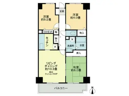 カランドリエ大篠(3LDK/1階)の間取り写真