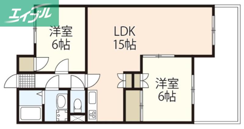 AコートヴィレッジI(2LDK/2階)の間取り写真