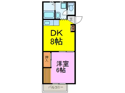 ホワイトハウス(1DK/2階)の間取り写真