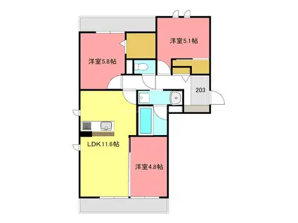 シエスタ(3LDK/2階)の間取り写真