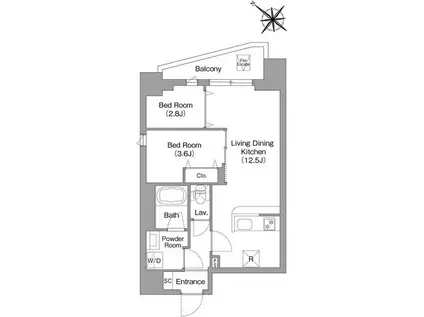 コンフォリア・リヴ豊洲キャナル(2LDK/4階)の間取り写真