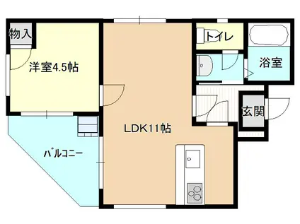 ハイツハーモニー(1LDK/2階)の間取り写真