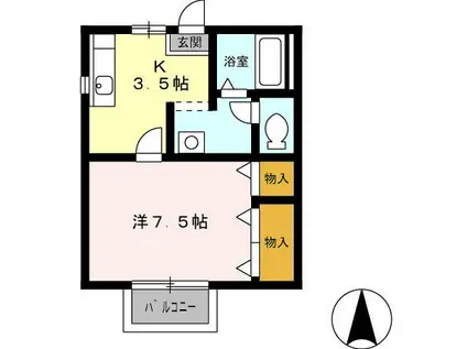 プロヴァンス(1K/2階)の間取り写真