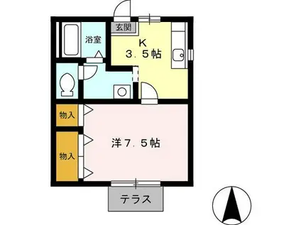 プロヴァンス(1K/1階)の間取り写真