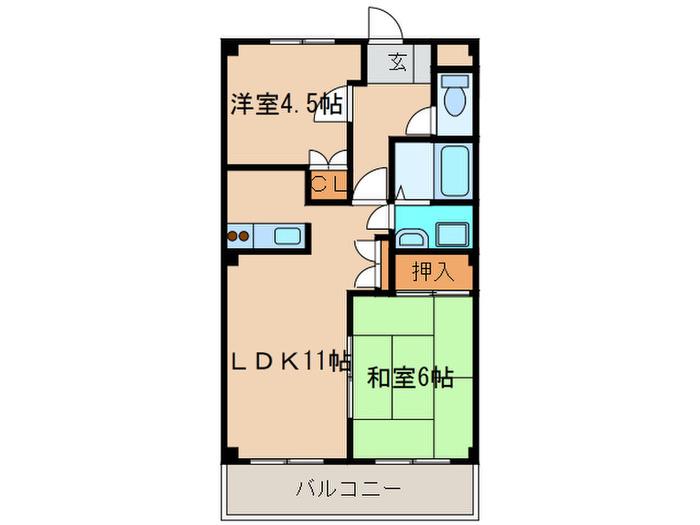 グレース南島(2LDK/2階)の間取り写真