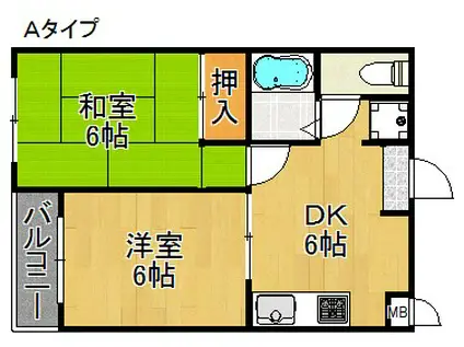 センチュリー浜口(2DK/4階)の間取り写真