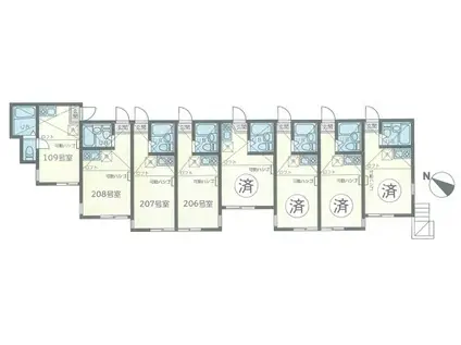 ユナイト上町ウィルキンスの杜(1K/1階)の間取り写真