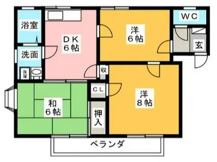 コーポルークワット(3DK/2階)の間取り写真