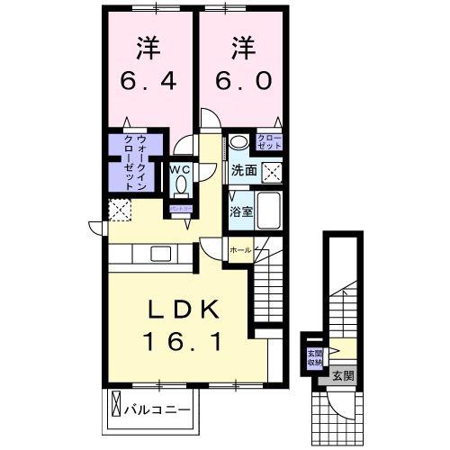 CASA・すみれ(2LDK/2階)の間取り写真