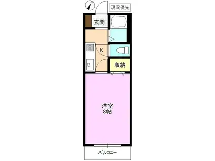 ジュリアス踏入(1K/3階)の間取り写真